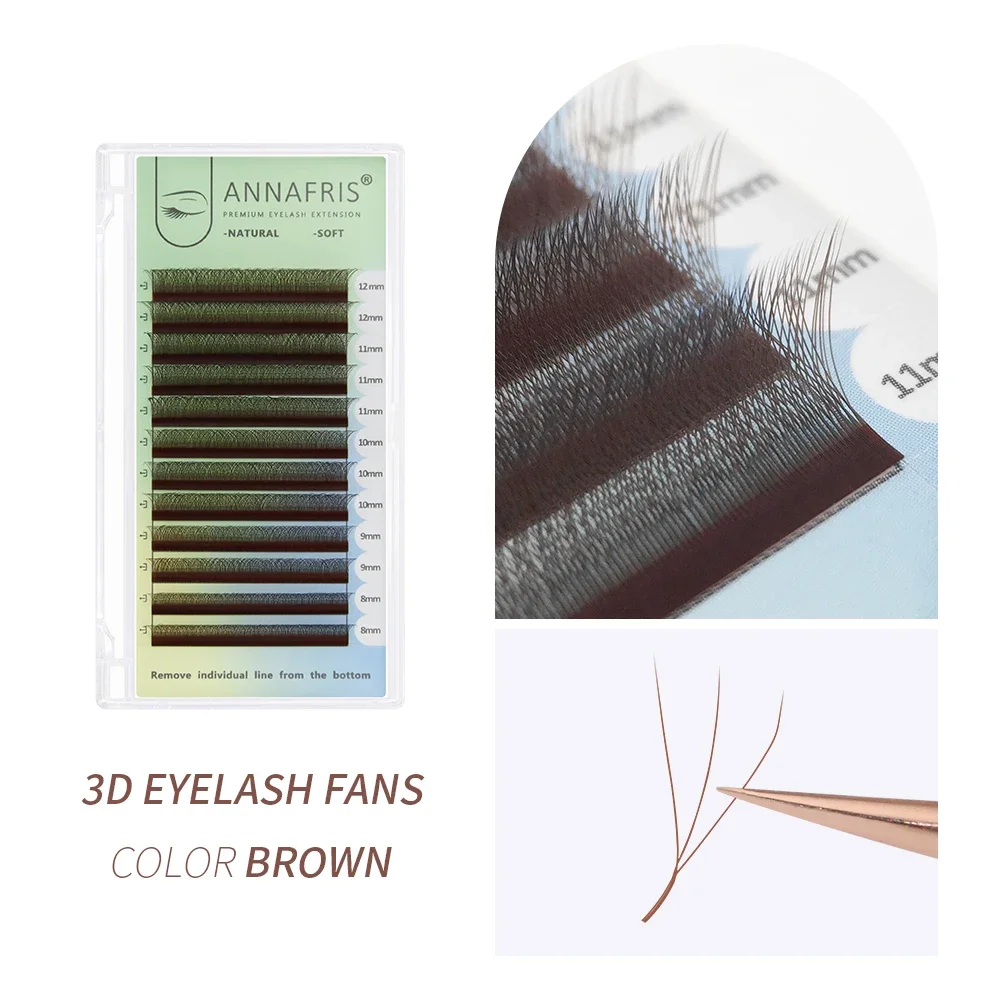 ANNAFRIS 3D W-förmige Wimpernverlängerung, vorgefertigte Volumenfächer, W-förmiges Kleeblatt, natürlich, weich, künstlicher Nerz, falsche Wimpern