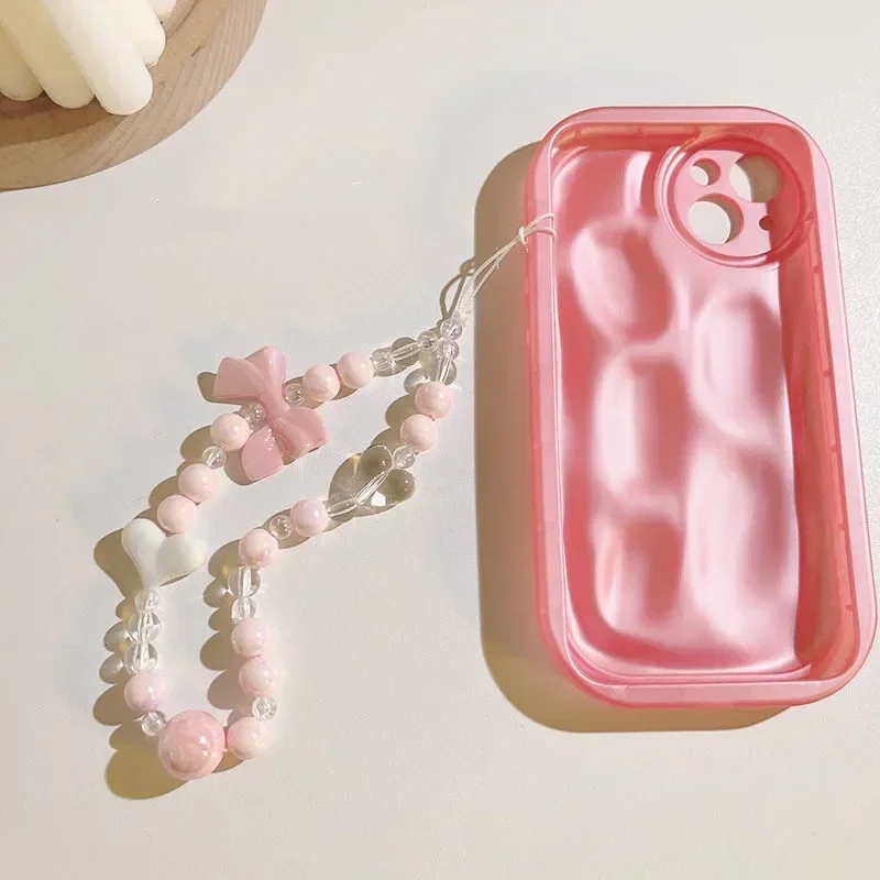 1pc Cute Phone Lanyard Lovely Cartoon Rabbit Bear Bow Wrist Bracelet Strap Phone Shell Pendant Chain Kawaii Phone Accessories