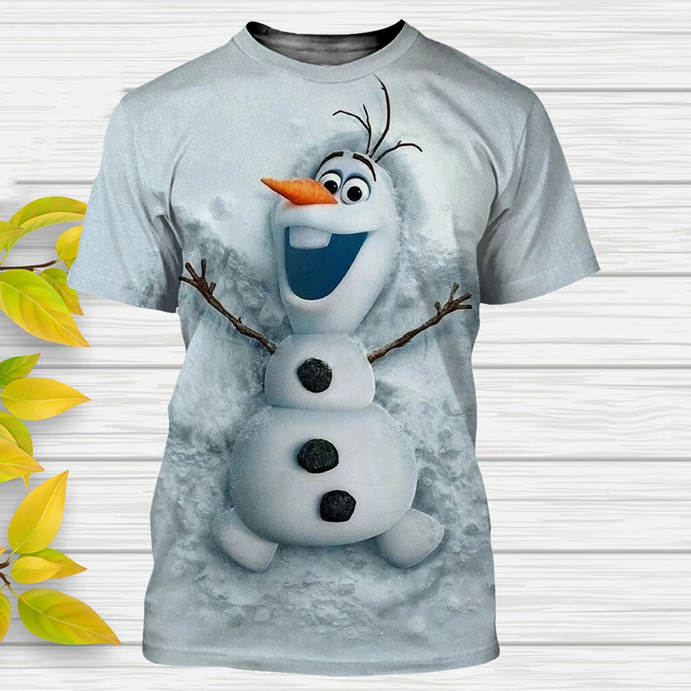 MINISO Funny T-Shirts Frozen Cartoon Anime Olaf 3D Print Streetwear Kids Adults Fashion Oversized T Shirt Kids Boy Girl Tee Tops