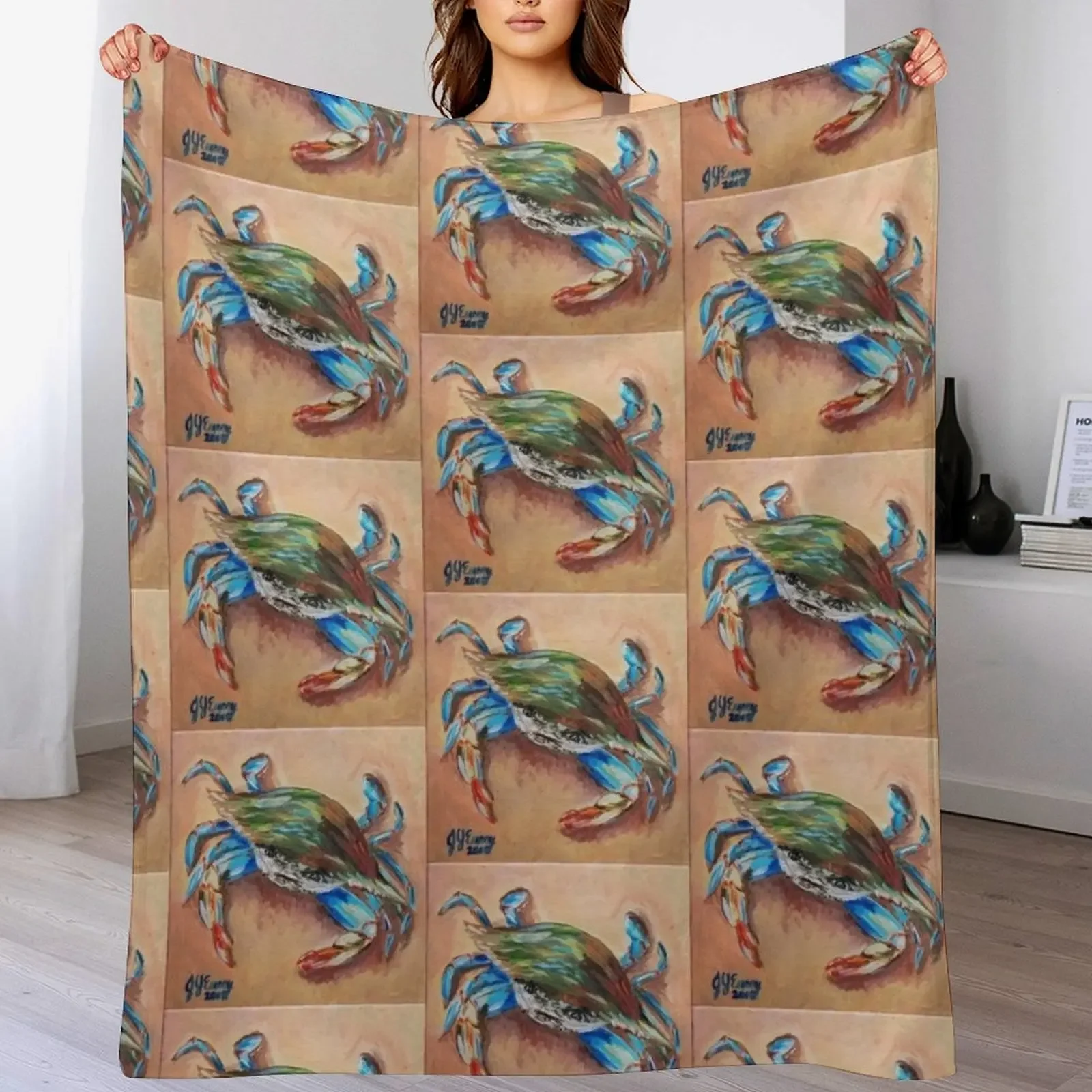 

Blue Crab Throw Blanket Cozy Home Blanket Gift for Christmas Holiday