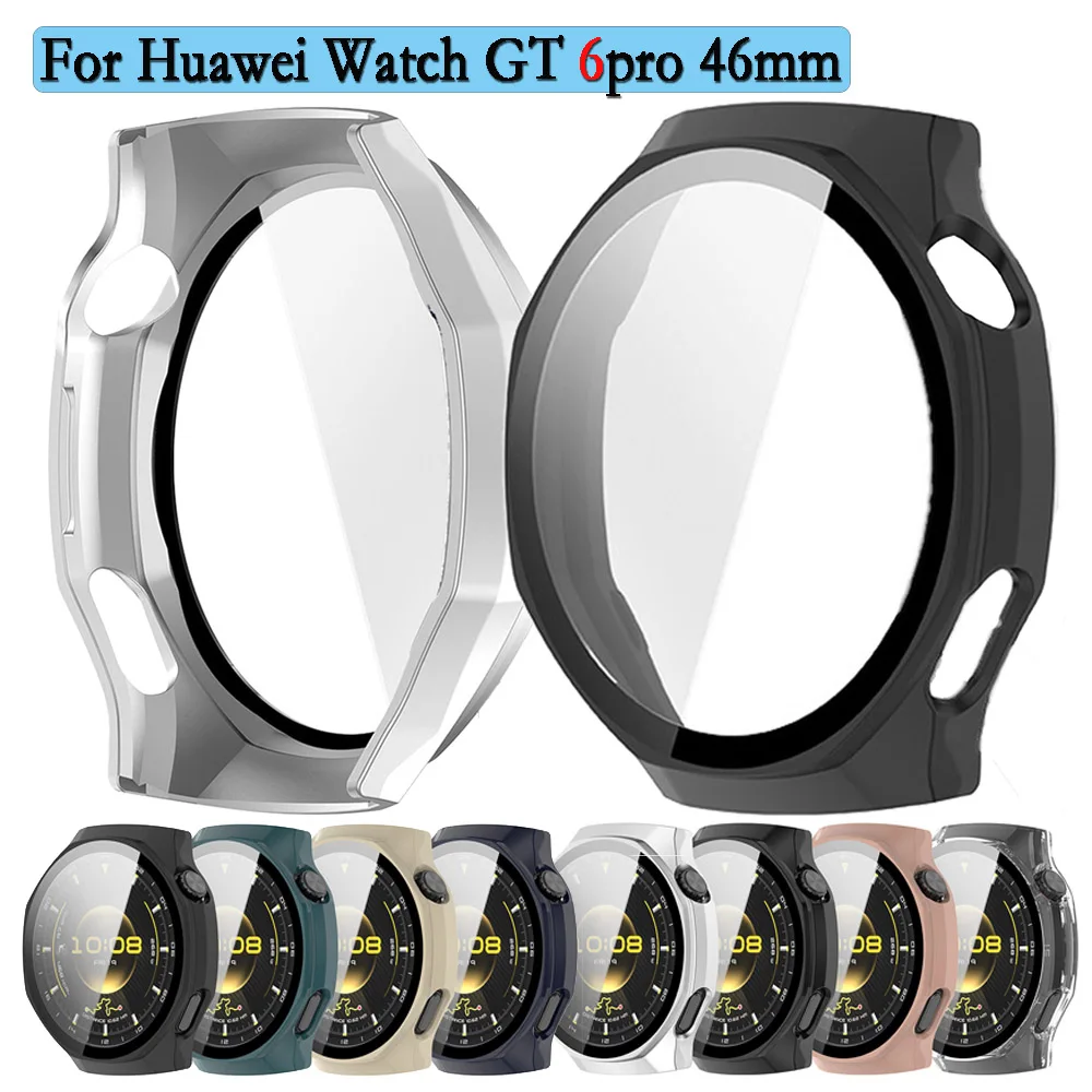 For Huawei Watch GT 6pro 46mm Hard Case Full Coverage Screen Protector With Tempered Glass  2 in 1 Shell Watch Decoration