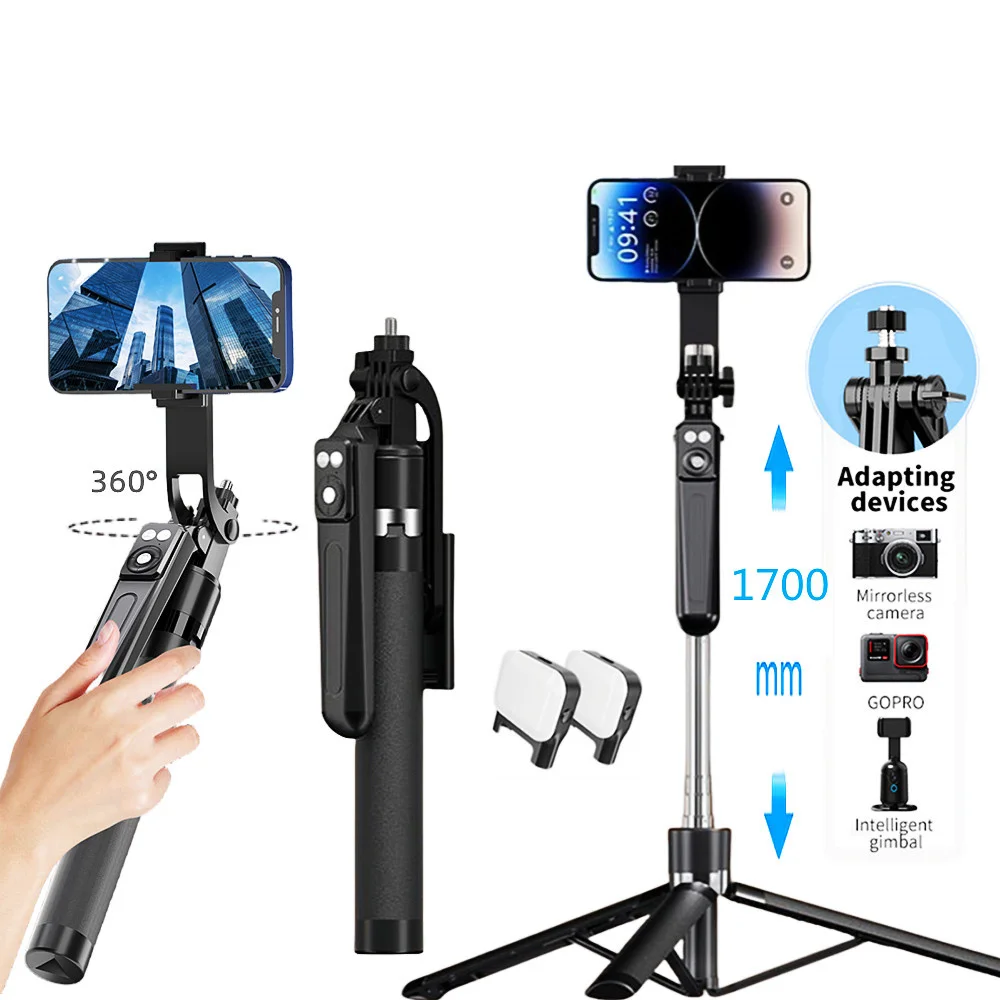 Roreta new 1.7M Portable camera tripod with wireless remote control and 360 ° rotation phone holder for video recording and live
