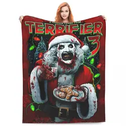 Terrifier 3 Christmas Blanket Velvet Spring/Autumn Halloween Clown Portable Thin Throw Blanket for Sofa Travel Bedspreads