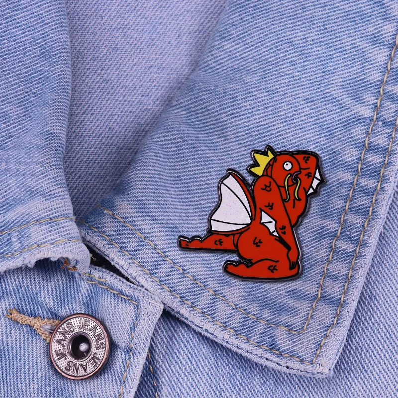 How One Buff Man Magikarp Muscle Enamel Brooch Pin Backpack Hat Bag Collar Lapel Pins Badges Women Men\'s Fashion Jewelry Gifts