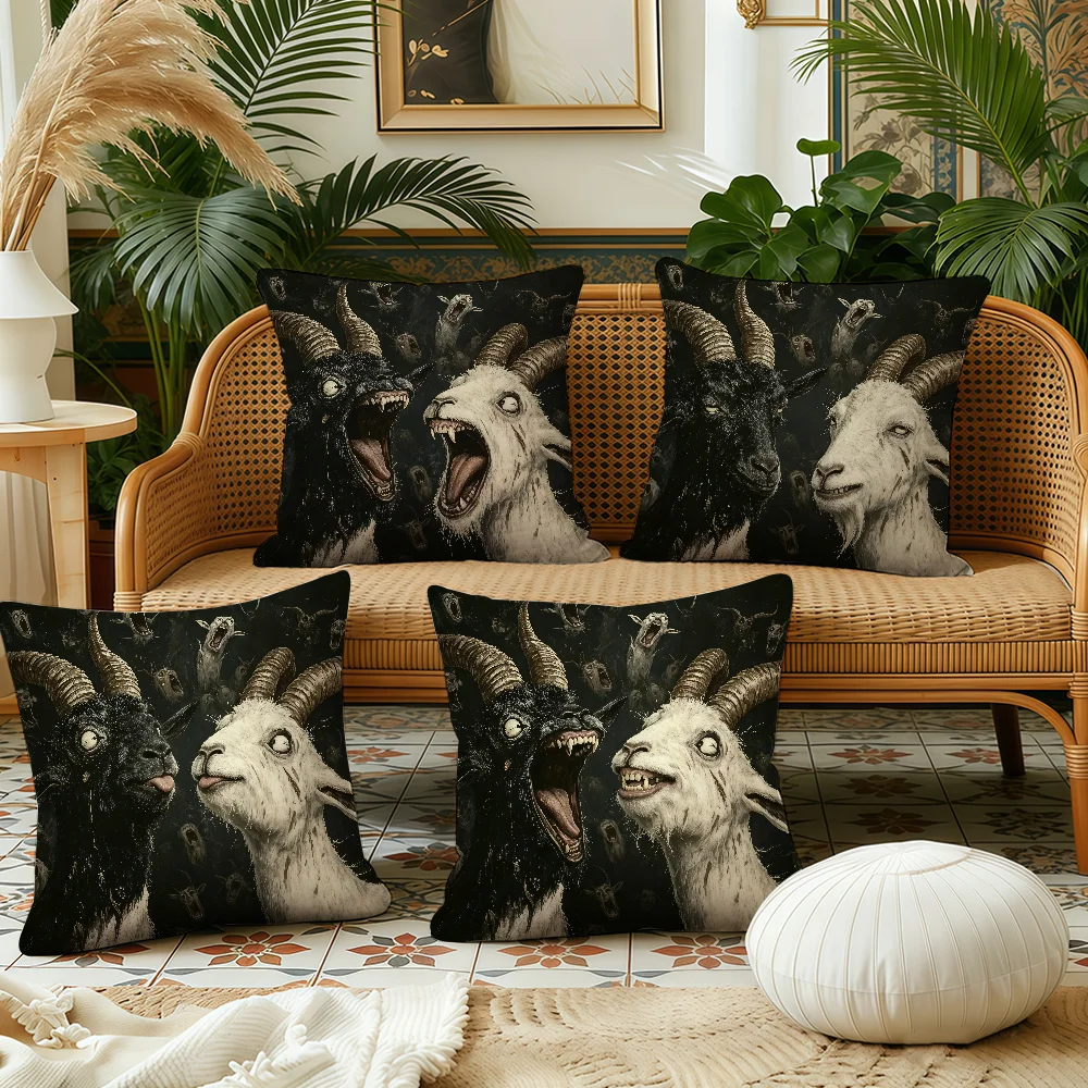 Funny 2D Screaming sheep cushion cover Plush Fabric Soft Double Sided Print Sofa Cushion Cover Throw Pillow Covers