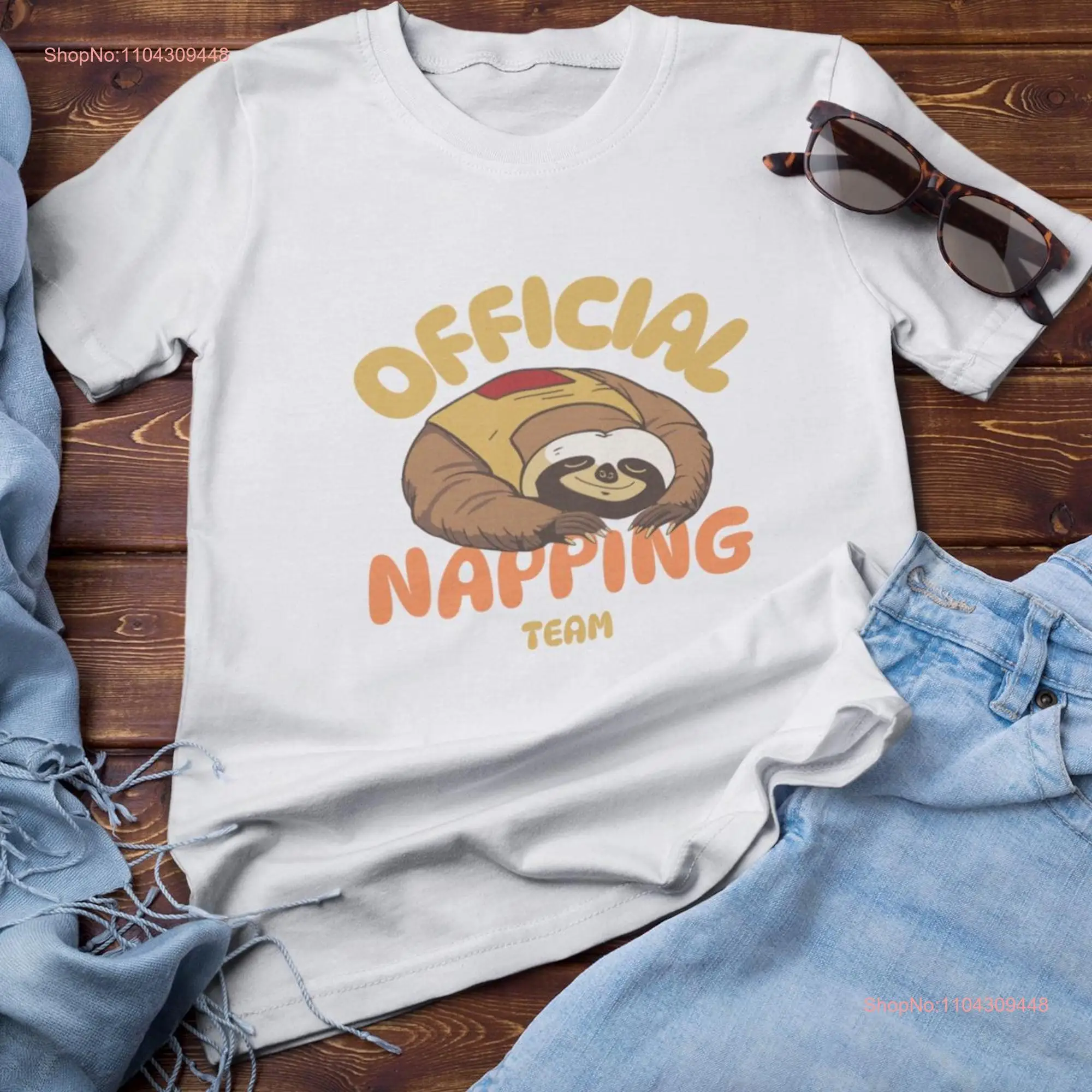 Official Napping Team T Shirt Funny Sloth Cozy Nap Lover Sleepy for Nappers long or short sleeves