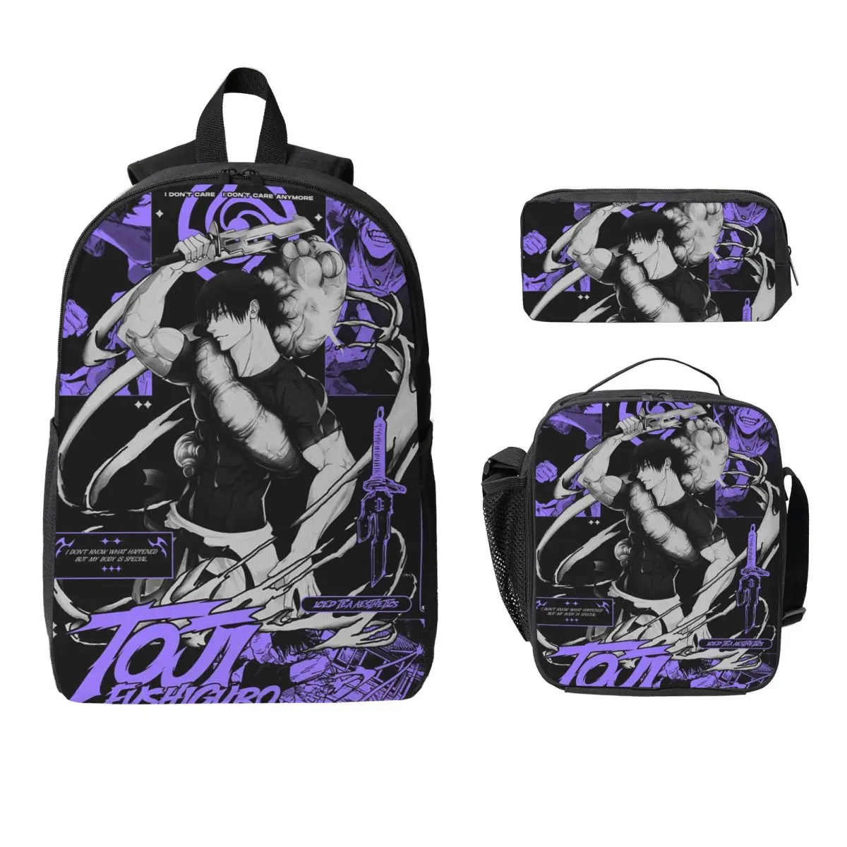 Tokyo Revengers Toji Fushiguro Backpack Student BookBag School Bag Laptop Shoulder Bags 3ps Insulated Lunch Bag Pencil Case