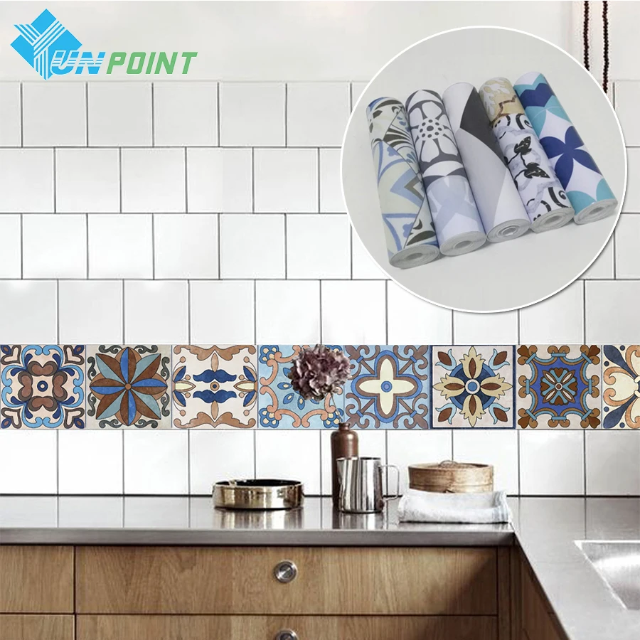 

PVC Kitchen Oil-Proof Film High Temperature Waterproof Self-Adhesive Wallpaper Wall Stove Anti-Fume Thicken Tile Floor Stickers