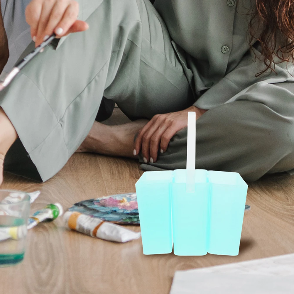 

2 Pcs Pencil Bucket Paint Washer Cleaner Brush Stand Brushes Collapsible Folding Baby