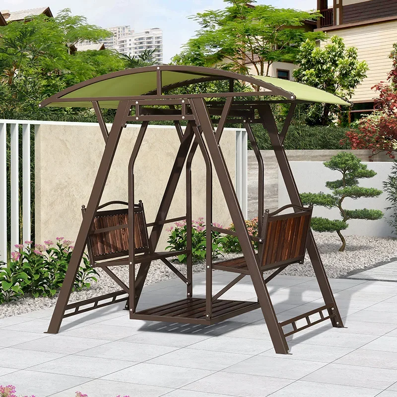 Outdoor Iron Swing Villa Outdoor Garden Yard Park Children's Yard Hanging Chair Pirate Ship Double Swing