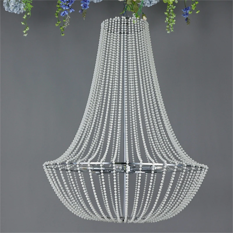 Lampadario moderno con perline di cristallo rotonde argento Lustre di ferro soggiorno cucina lampada a sospensione apparecchi di illuminazione per