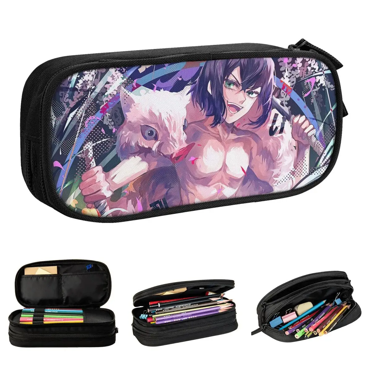 New Inosuke Hashibira Demon Slayer Pencil Cases Pencilcases Pen for Girls Boys Large Storage Bags Office Gifts Stationery