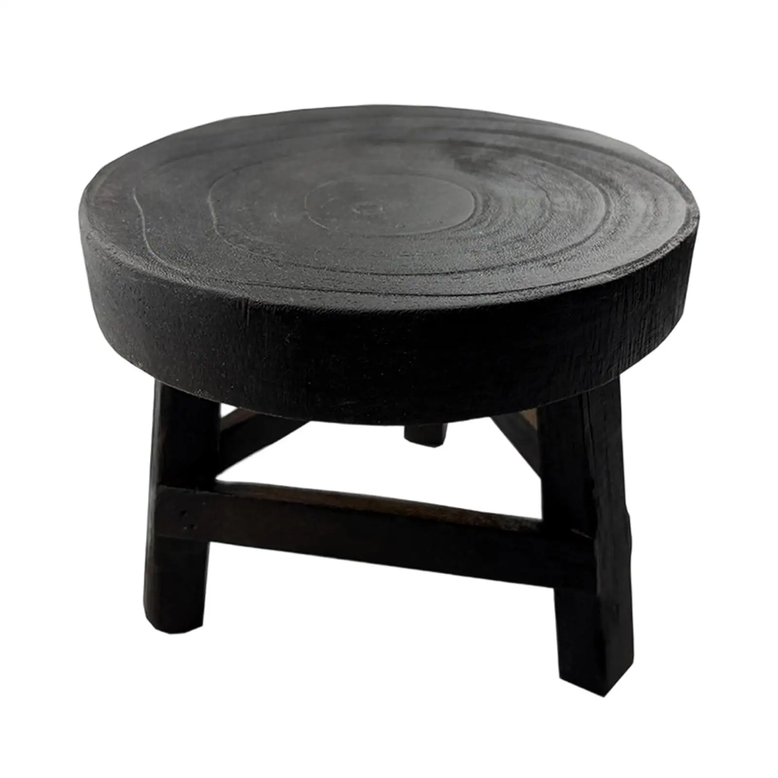 Round Flowerpot Rack Mini Plant Stool Wooden Pot Display Stand for Indoor Living Room Table Decoration