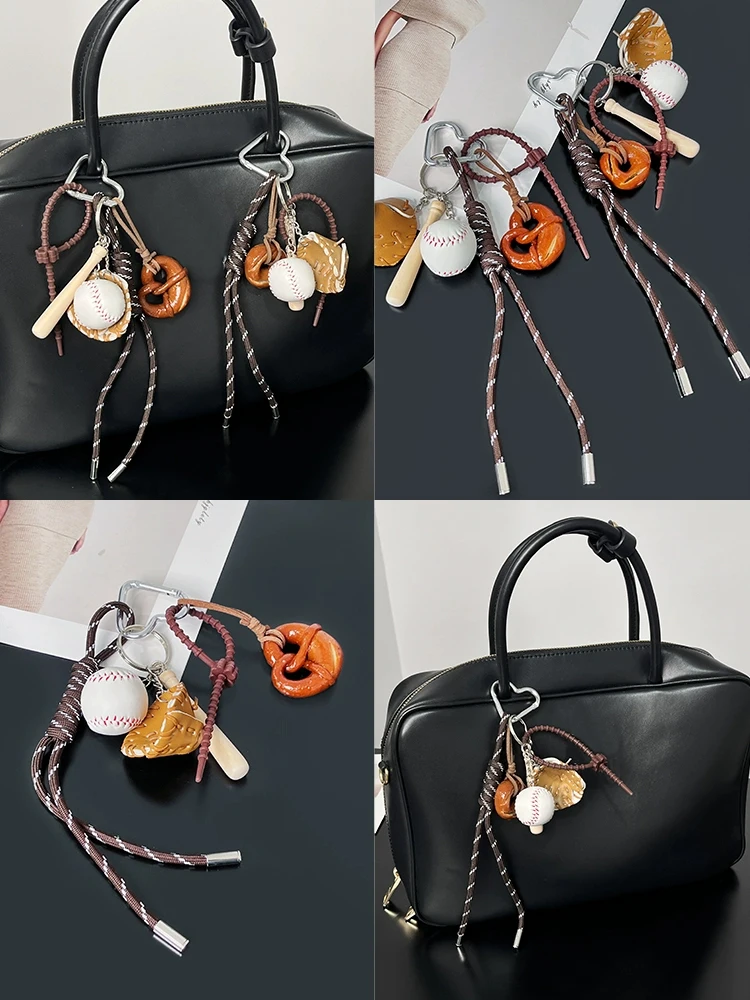 Luxury Care Creative Square Miu Bowling Bag Pendant Alkaline Bread Knot Ornaments Baseball Accessories Woven Lanyard