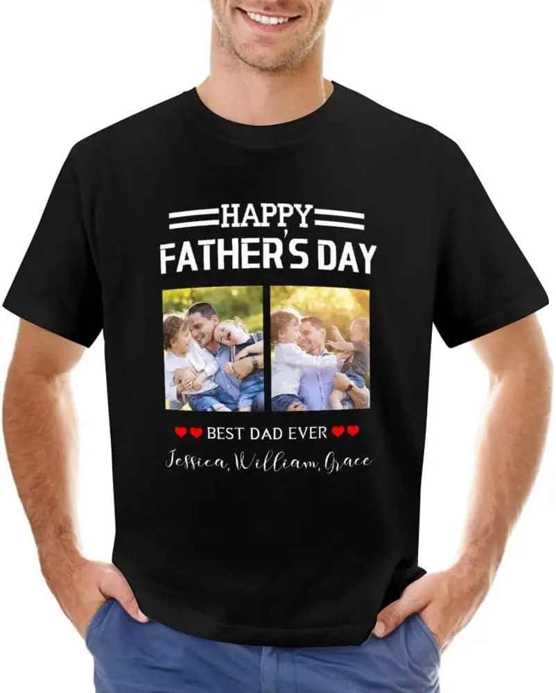 Custom T-shirt for Men Gift for Dad Personalized Picture T-shirt for Men