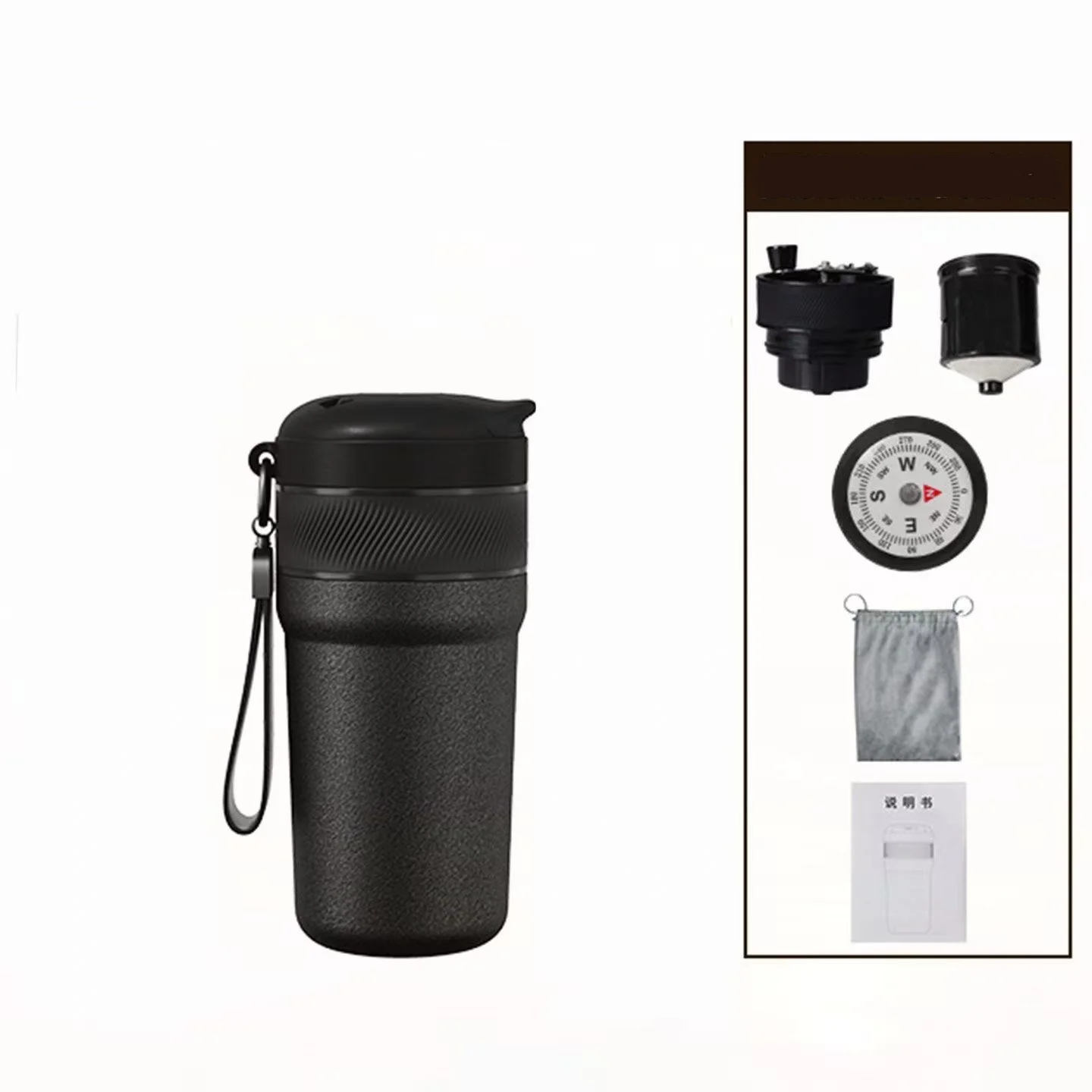 All-in-One Portable Manual Pour over Coffee Maker with Grinder for Travel And Camping Compact Coffee Brewer Kit