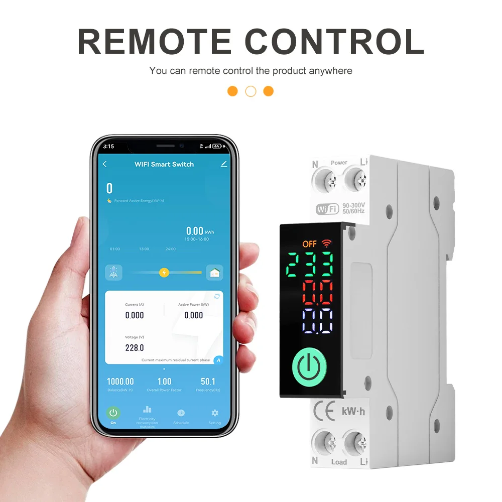 DIY GO 1P+N 1-63A TUYA WIFI Smart-Schalter kWh-Messung Leistungsschalter Timer mit Spannungs- und Stromschutz, Wiedereinschaltfunktion, Prepaid – Detail 5