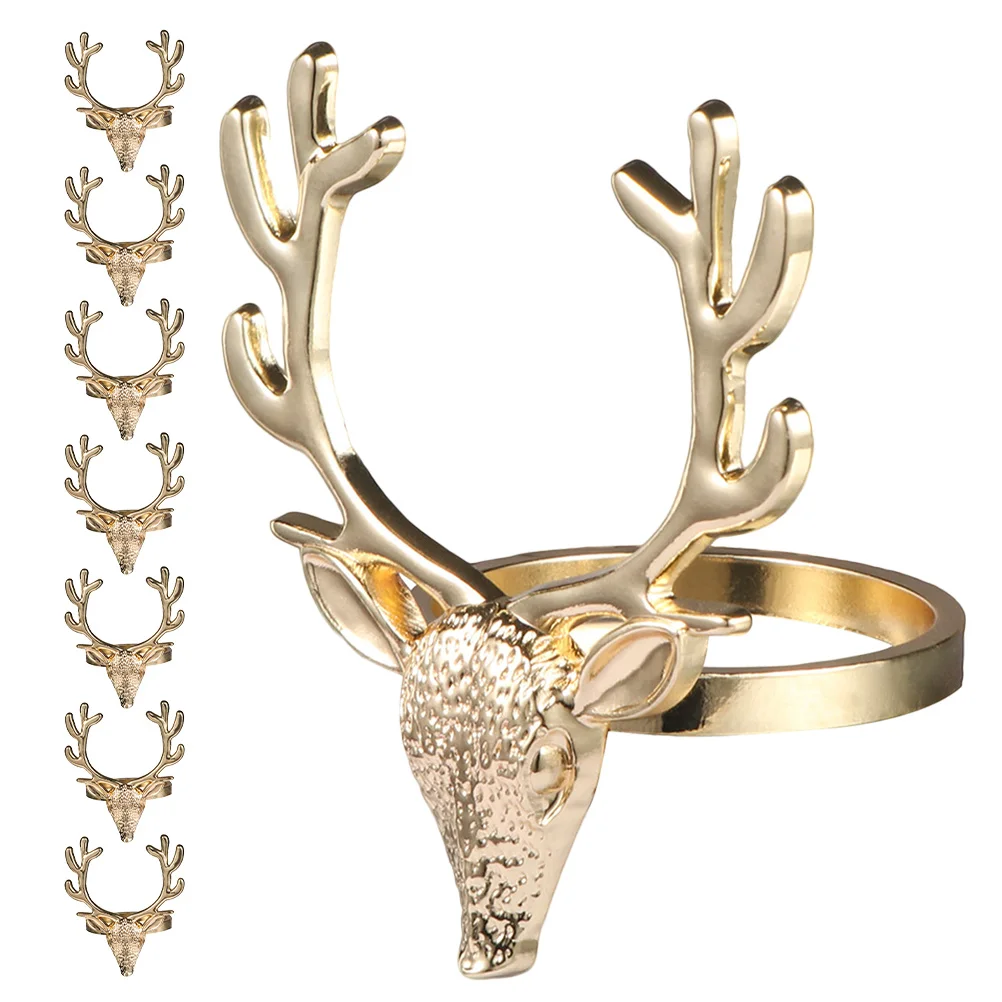 

8Pcs Deer Head Napkin Rings Christmas Metal Serviette Holders Holiday Dinner Party Wedding Table Decoration Deer Napkin Holders