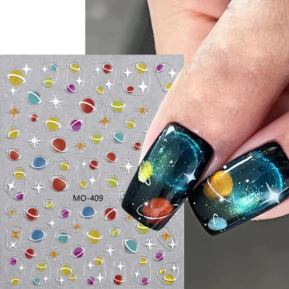 3D Evil Eyes Nail Art Stickers Mini Planet Cross Stars Cartoon Little Torch Gothic Style Nail Decals Manicure Accessories GL-MO