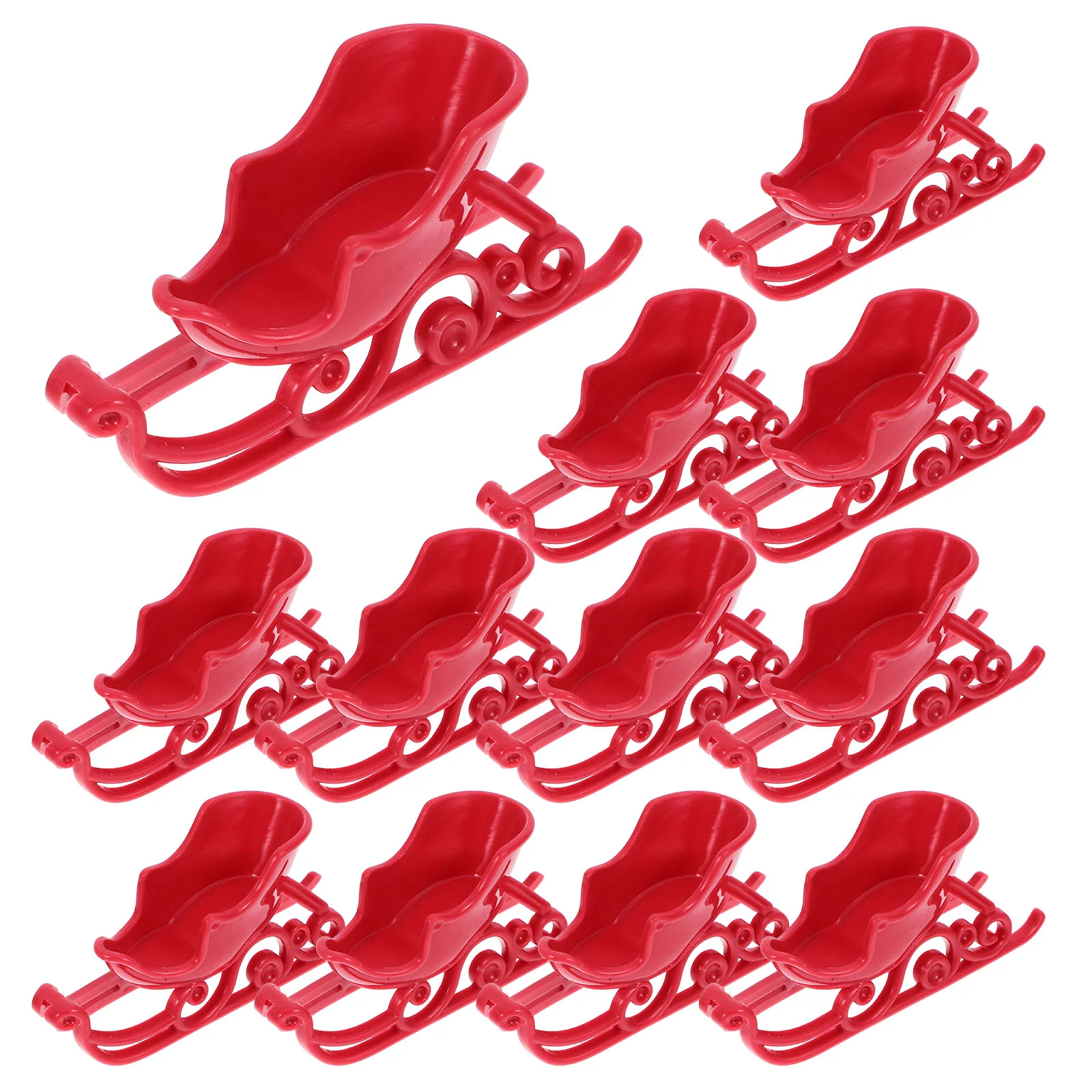 12 Pcs Red Plastic Christmas Miniature Festive Tree Hanging naments Party Sleigh Adornments Home Christmas Decor