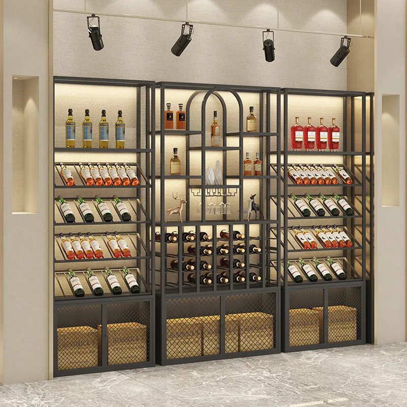 wrought iron floor commercial red wine display stand winery wine cabinet creative wine rack custom bar  storage rack