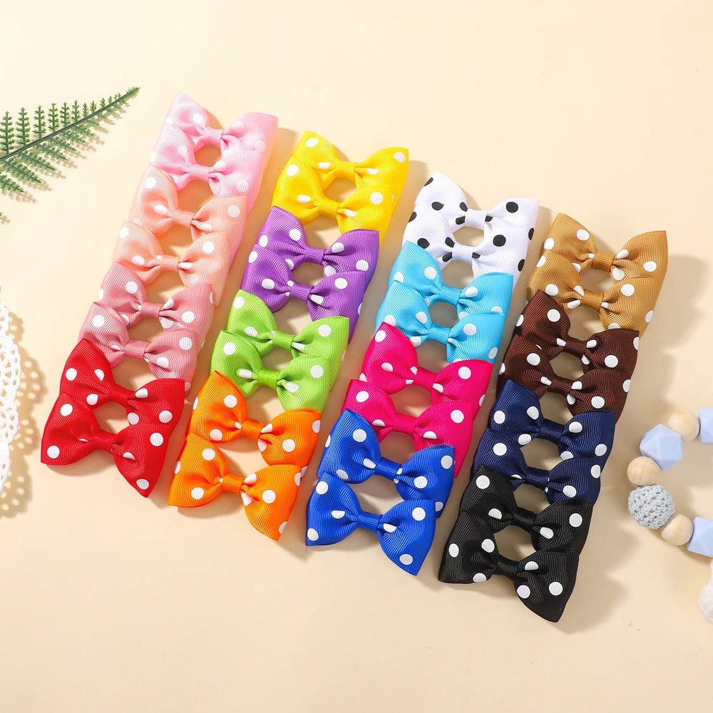 

60pcs/set Girls Print Ribbon Bow Hair Clip Children Random Color Simple Rainbow Print Clip Princess Hair Accessories