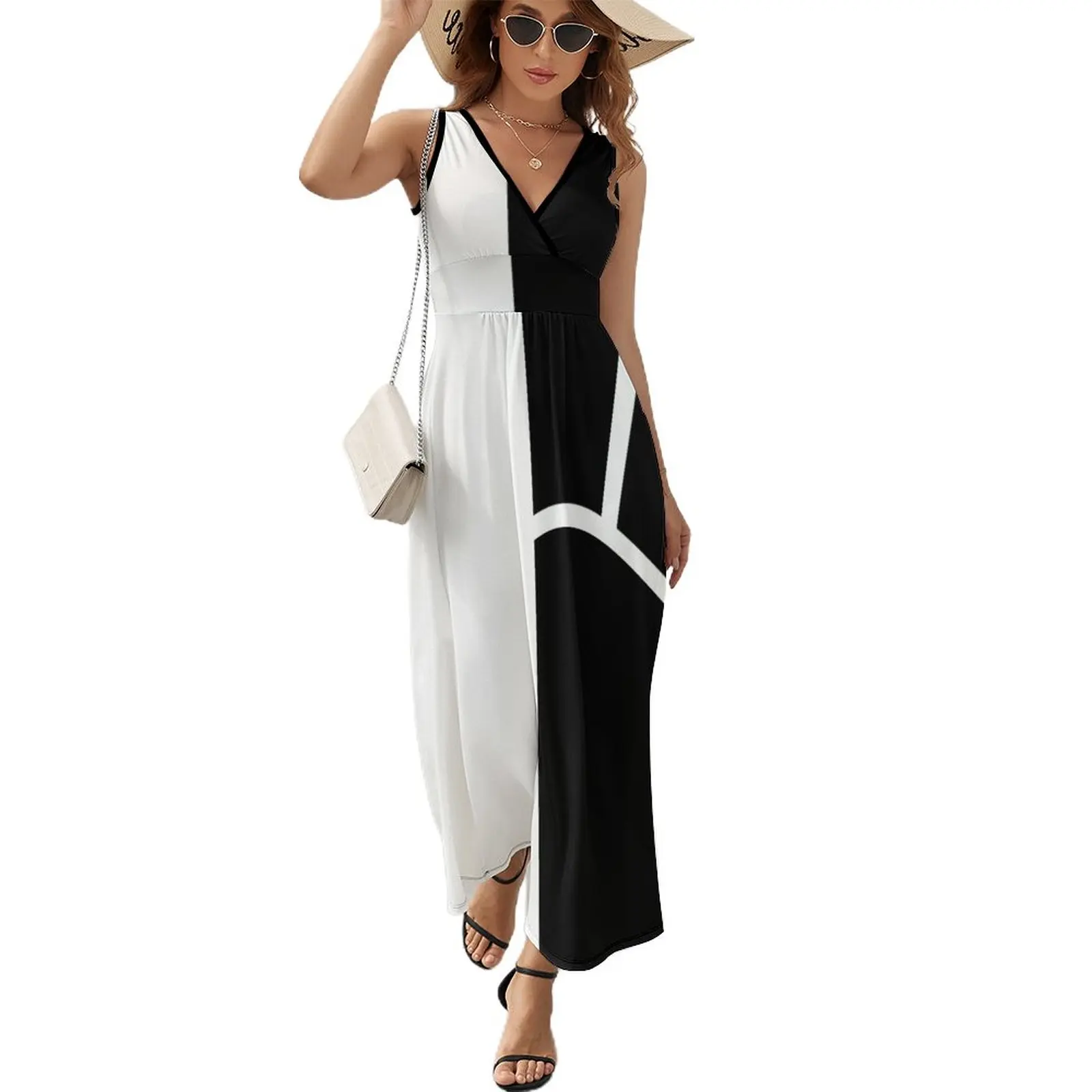 

Black and White Color Block Sleeveless Dress dress for women dress beach dresses woman dress