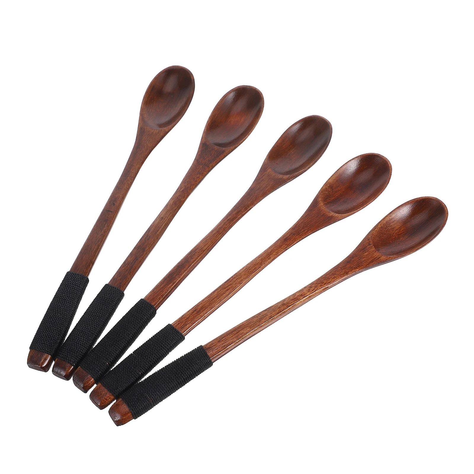 

5 Pcs Spoons Children's Wooden Desert Coffee Stirring Carnival Japanese Style Dinner Cake Brown