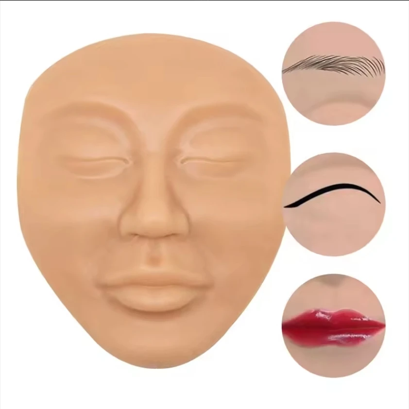Self-Adhesive 5D Silicone Full Face PMU Practice Skin Reusable Tattoo Training Supplies