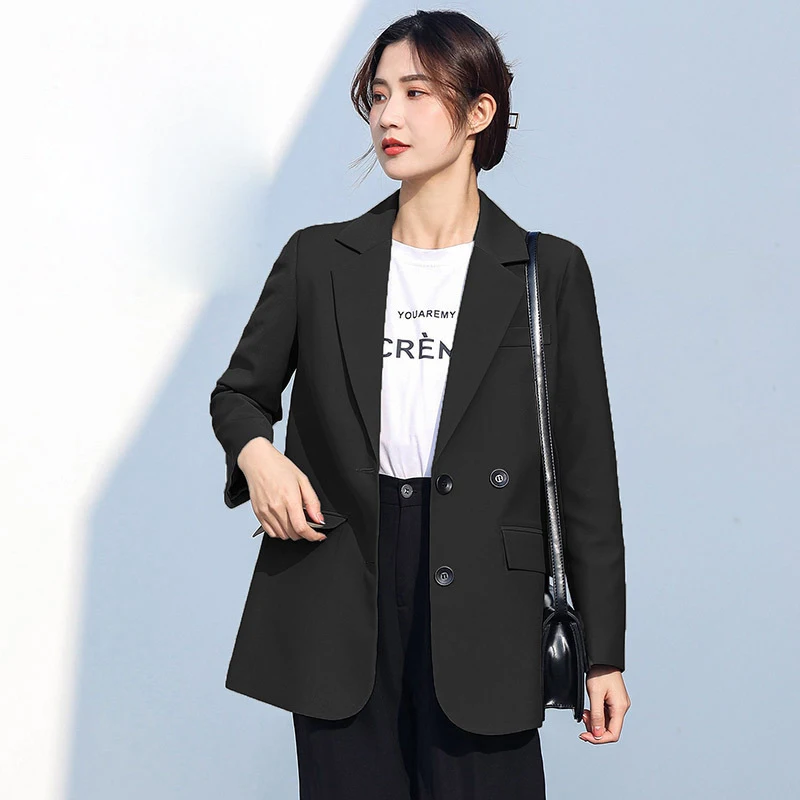 Classic Double Breasted Lapel Collar Suit Jacket Niche Casual Coat Spring Autumn 2023 Westernized Small Top Overcoat EU Trend