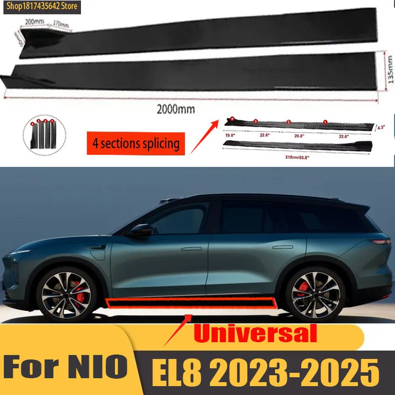 

Universal Car Side Skirt 8 Pcs 2.2m Winglet Splitters Lip Side Spoiler For NIO ES8 EL8 2019-Present