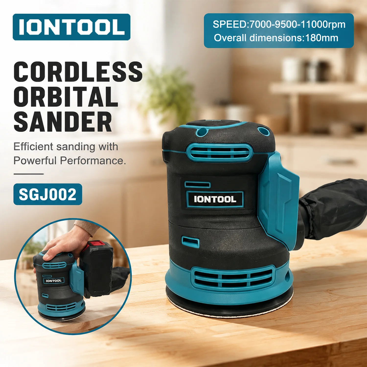 IONTOOL Brushless Cordless Sander 180mm For Plaster Seam and Wood Plank and Corner Finish Power Tool