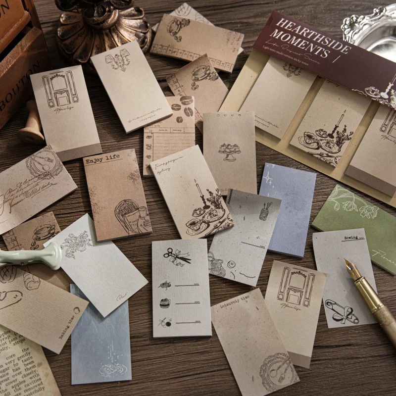 90 Stück/Set Retro Haftnotizen, Vintage-Designs für Memos, Tagebücher & Büro-Nachrichten