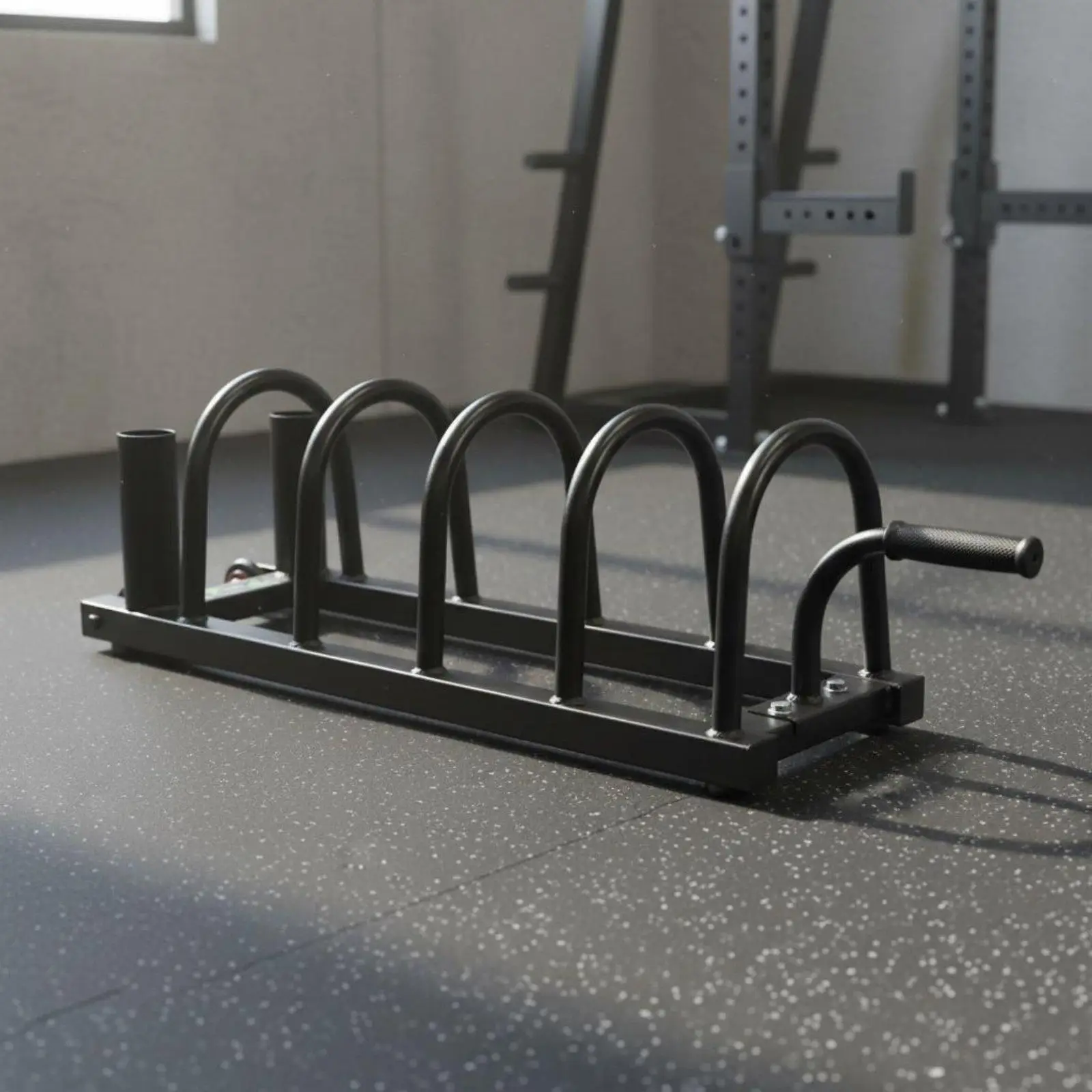 Barbell and Plate Storage Rack Large Capacity Movable Fitness Disc Stand Wheels Weight Tree Stand for Home Gym