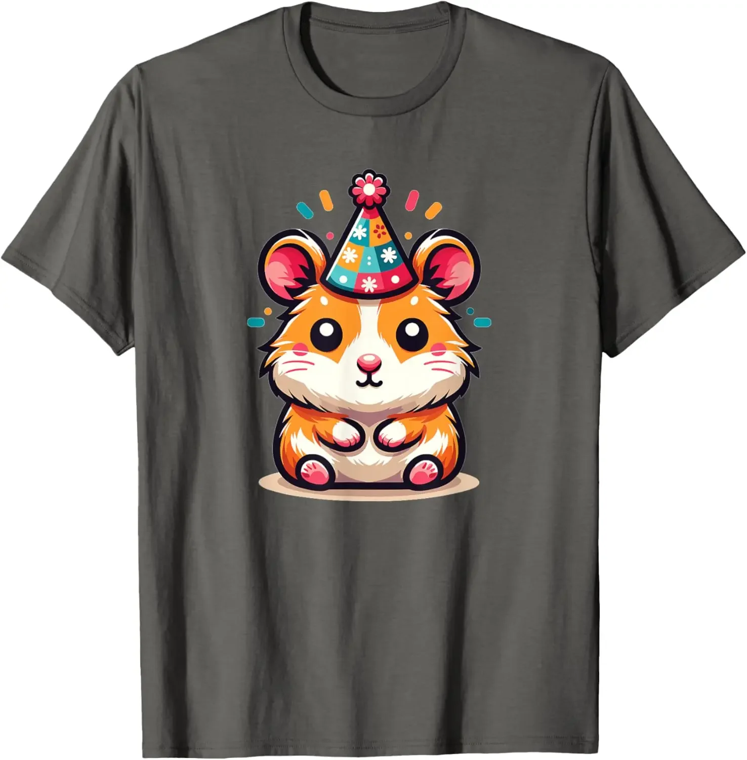 

Cute Birthday Hamster Graphic Tee Soft Cotton T-Shirt