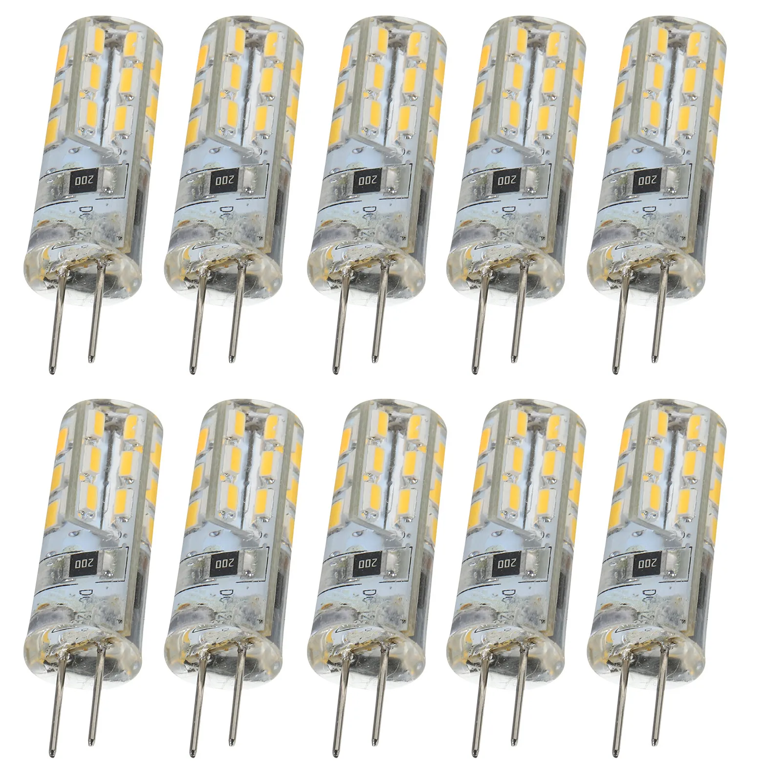 10Pcs Leorx G4 2W 3014 Smd 2600-2900k Warm White LED Bulbs DC12V Energy Saving 100lumens Easy Install Leorx G4 LED Bulb 12V
