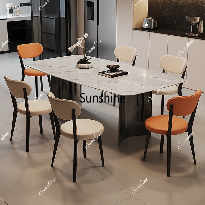 Light luxury household rectangular dining table, small apartment dining table