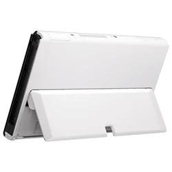 eXtremeRate Console Back Plate Case Cover for Nintendo Switch OLED, Custom Replacement Housing Shell with Kickstand - White