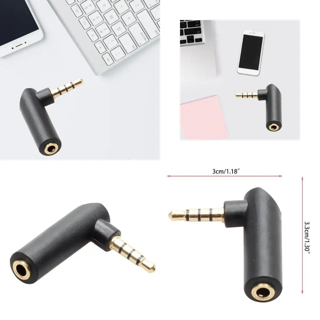 3.5mm Stereo Male to Female Extension Plug 90 Degree Right Angled AUX Cord Adapter Plug