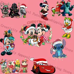 Wesołych Świąt Disney Mickey Minnie Mouse Lilo & Stitch naprasowanki na odzież DIY T-shirt bluzy z kapturem odzież niestandardowy prezent