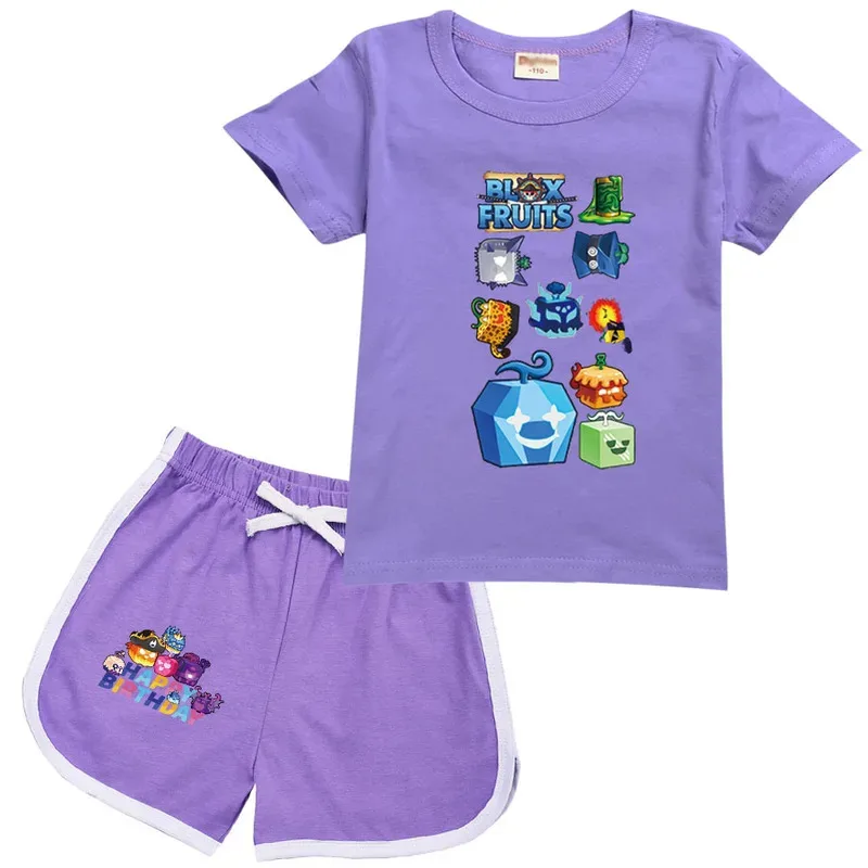صيف جديد Bloxing الفواكه طفل منامة 2 قطعة الأطفال دعوى تي شيرت مجموعة تي شيرتات قصيرة للأطفال ملابس الأولاد طفل B-blox الفواكه ملابس رياضية مجموعات #6
