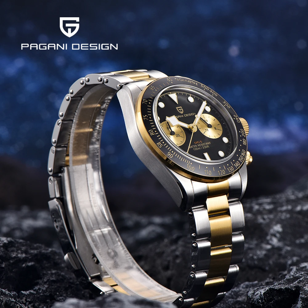 PAGANI DESIGN Panda Dial Mens Watches Multifunctional Chronograph Watch For Men Sapphire Bracelet Top Luxury Sports Waterproof