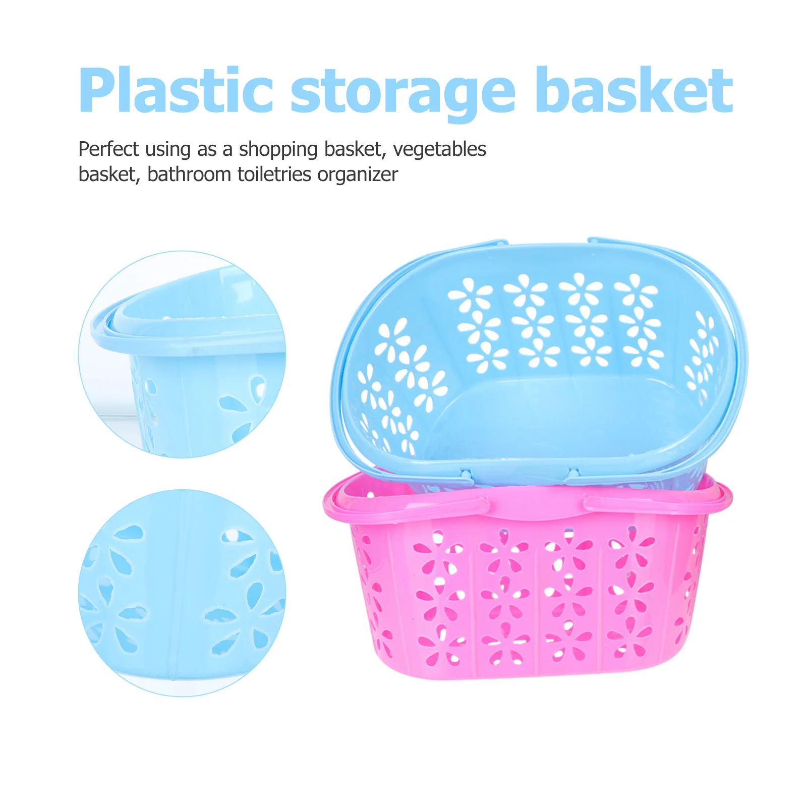 

8pcs Plastic Fruit Picking Vegetable Storage Baskets For Shopping Bath Toiletries Organizer Handles Multi-Functional