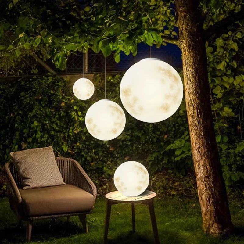 Moon lamp outdoor solar lawn lamp courtyard moon lamp balcony landscaping pendant lamp waterproof garden layout floor lamp