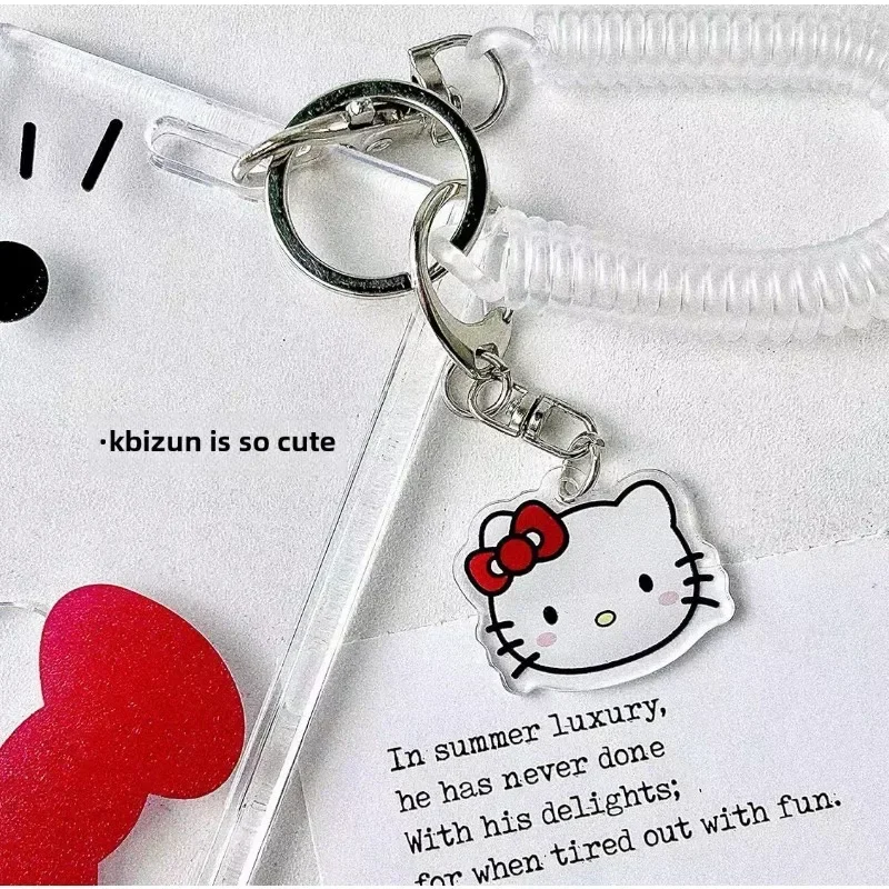 Lindo portatarjetas con llavero Kawaii Hello Kitty: tarjetero KT Cat ID/estudiante/autobús - Regalo encantador para niñas