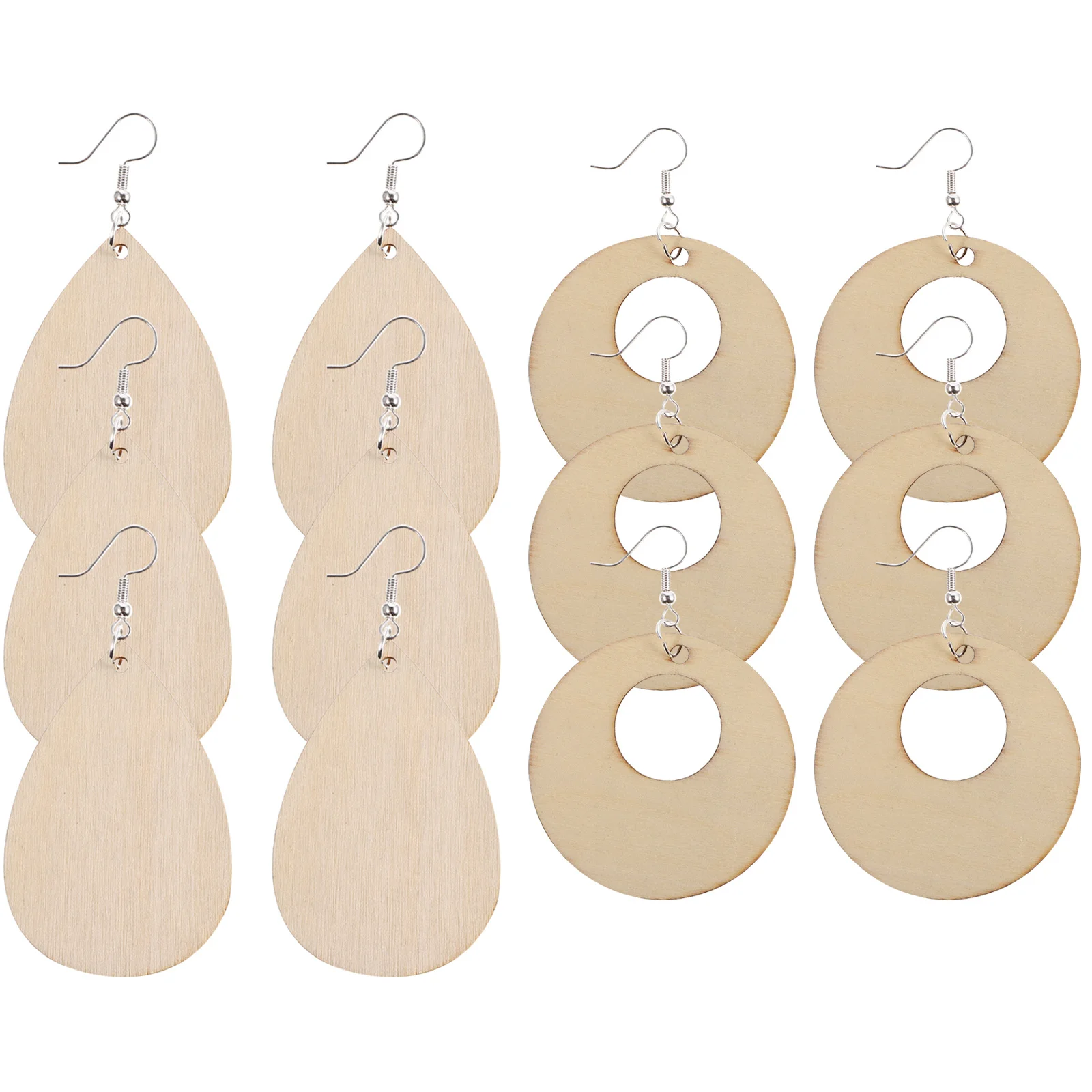300Pcs Wooden Earrings Set Unfinished Wood Pendant DIY Craft Kit Party Celebration Wedding Jewelry Pendants Earring Pendant Kit