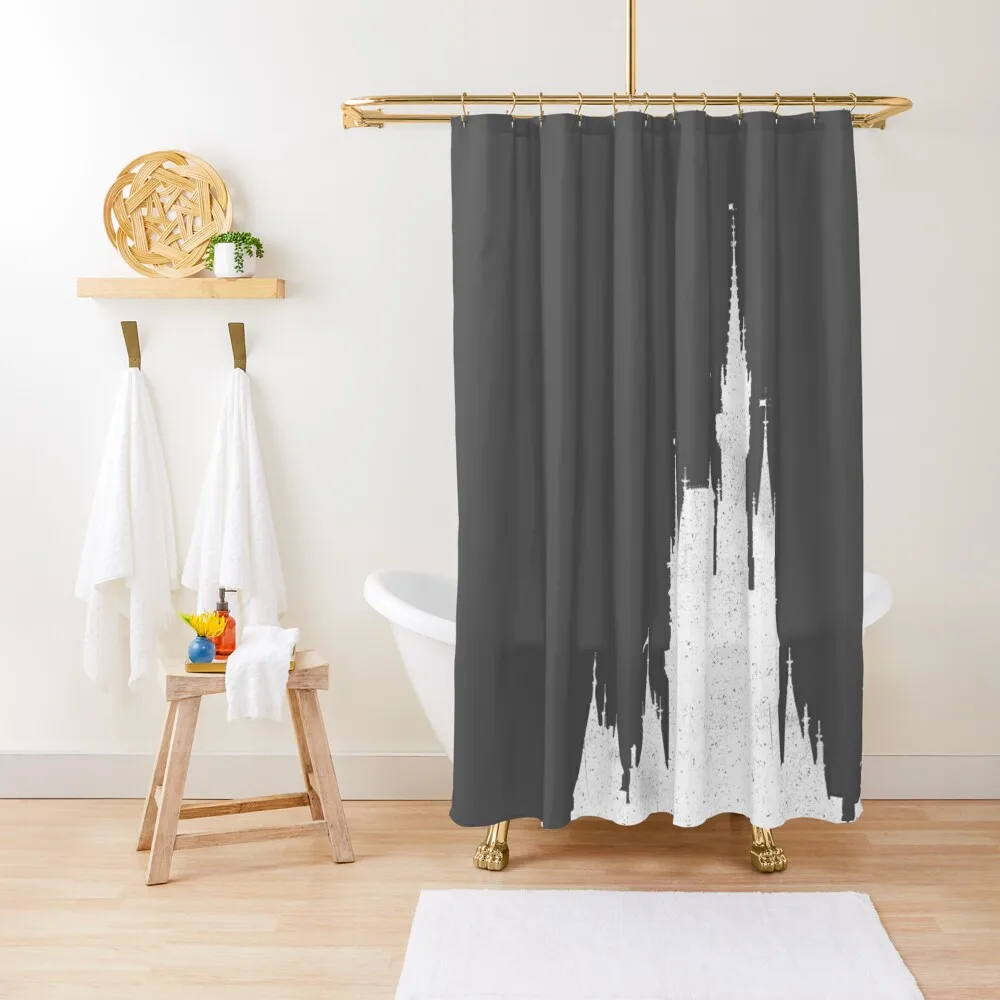 Magic Castle Silhouette Vintage Shower Curtain Funny Shower Transparent Bathroom Shower Curtain