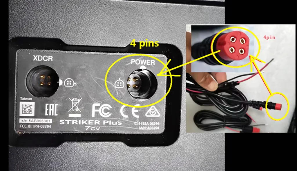 For Garmin Striker & EchoMAP Series Fish Finder Connector 010-12199-04 Power Cable Quick Connect Adaptor 4-Pin 4Xdv Waterproof