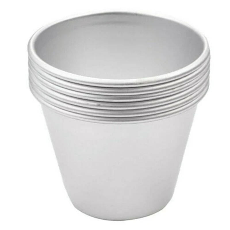 12 PCS Aluminium Dariol Mould Baking Cup Dariole Pudding Dessert Creme Moulds Round Nonstick Egg Tart Mould Bakeware Cup