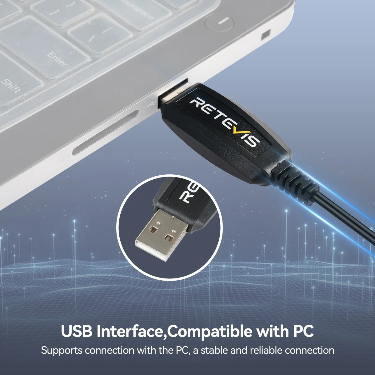 Retevis PC48 RB48 Walkie Talkie USB-Programmierkabel Typ C unterstützt Windows7/XP/10/11 Radiozubehör für Retevis RB648 Plus – Detail 5